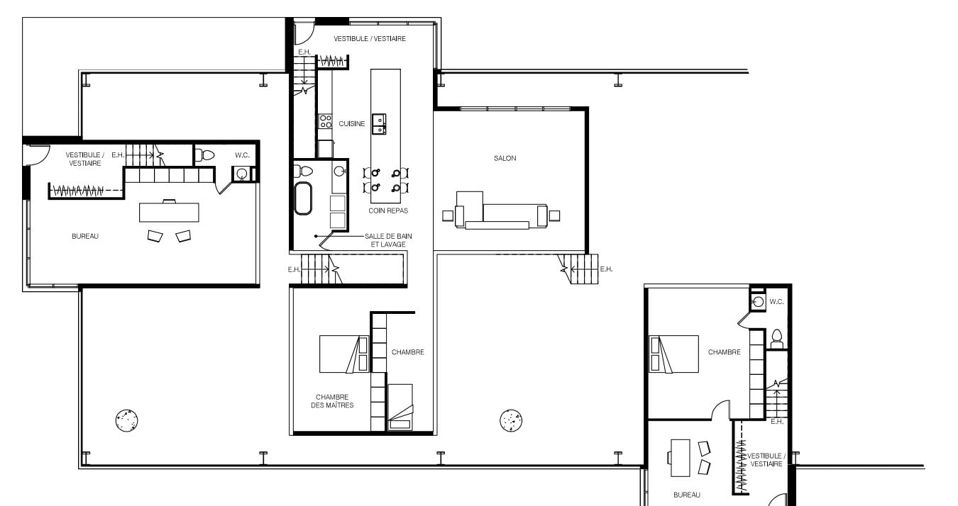 Plan du premier étage d'un logement de la coopérative