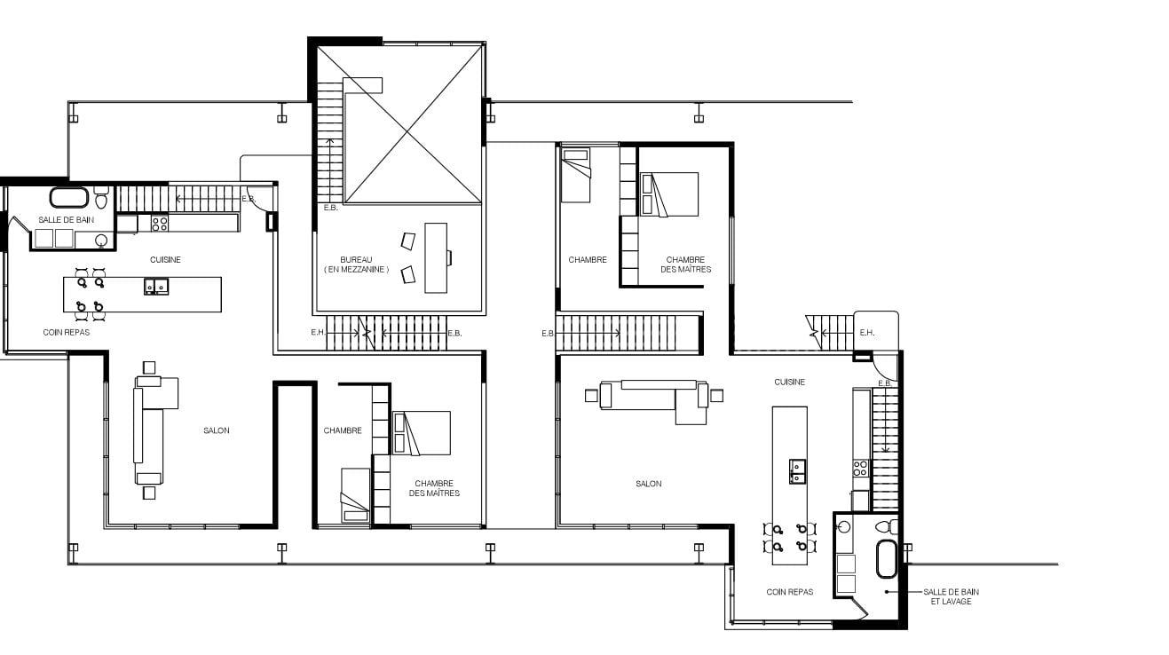 Plan du rez-de-chaussée d'un logement de la coopérative